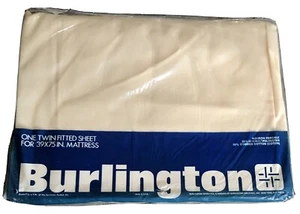 Vintage Burlington Twin Fitted Sheet Cream 39”X75” Percale Brand New - Picture 1 of 9