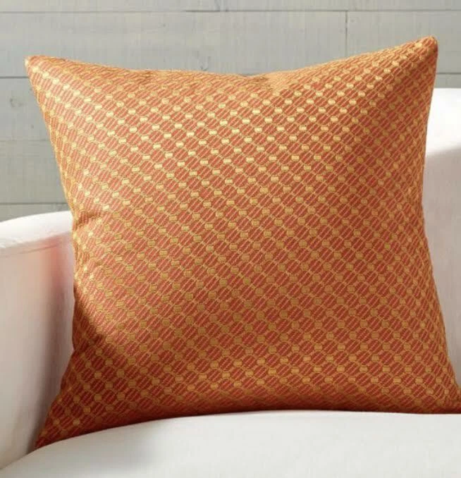 CRATE and BARREL LOVARI Embroidered Orange 20" PILLOW COVER- -NEW-Linen-NWT - Image 1 of 1