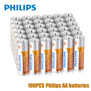 Original 100% 100 PCS PHILIPS 1.5 V AA R6L4F Batteries Zinc Chloride Technology - Picture 1 of 7