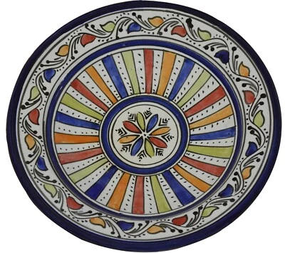 Moroccan Ceramic Plate Salad Pasta Bowl Serving Handmade Wall Hanging 10" Medium - Image 1 of 4