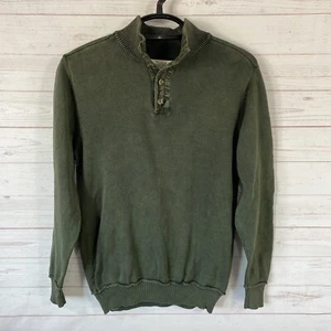 Cabela's Mens 1/4 Button Pullover Cotton Sweater Medium Green Long Sleeve - Picture 1 of 8