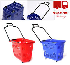 Plastic Shopping Baskets Rolling on Wheels Coloured Shopper Baskets 33 Litre UK
