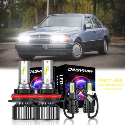 For Mercedes-Benz 300E 1990-1993 Combo 4x White LED Headlight Fog Light Bulbs - Image 1 of 4