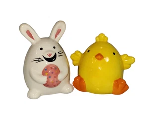 Easter Chick and Bunny Rabbit Coin Bank Figurines Set (2) - Picture 1 of 9
