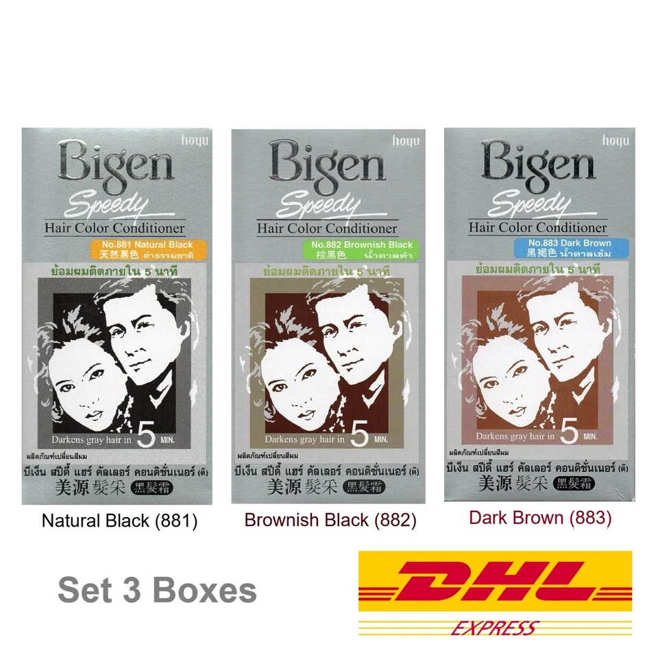 3 x Cubierta Acondicionadora de Color de Cabello Bigen Speedy Gris Negro Marrón Tonos Hombres Mujeres Foto 1 de 3