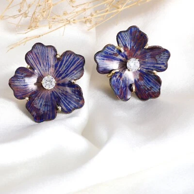 Серьги-гвоздики цирконий серебро 925 пробы ручная работа графика расписная эмаль ювелирные изделия - Изображение 1 из 4