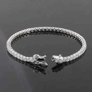 14K White Gold 2.10MM Round Cut Certified Lab Grown/CVD Diamond Tennis Bracelet - Picture 1 of 14