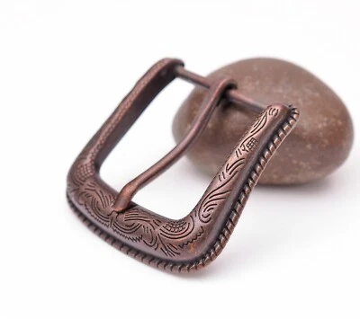 Cinturón de cuero Texas tallado con hebilla de vaquero occidental de cobre antiguo 1-1/2" Foto 1 de 3