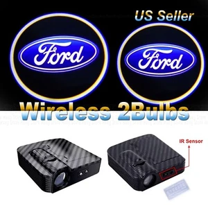 2 Bulbs 3D Wireless Ford Ghost Shadow Logo LED Courtesy Door Step Light - Picture 1 of 6