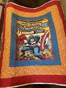 NEW Captain America 193 Marvel Quilt Homemade Blanket Handmade 63 x 58 - Picture 1 of 7