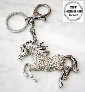 Portachiavi Uomo Donna Cavallo argento Ciondolo Borsa, Cristalli TBT-gioielli - Foto 1 di 2