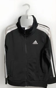 Adidas Boys 4T Small Black Full Zip Long Sleeve 3 Stripe Track Jacket NEW $40 - Picture 1 of 3