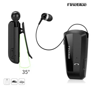 FineBlue F990 Retractable Earphone Bluetooth5.0 Portable Headset Vibrate Clip - Picture 1 of 11
