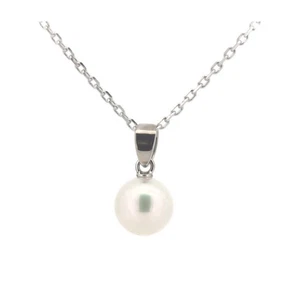 MIKIMOTO Necklace: Pearl 7.3mm White Gold 18K L40cm White w/oBox - Picture 1 of 5