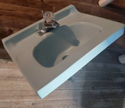 Fregadero de hierro fundido esmaltado porcelana grúa vintage - color azul claro 18x20 Foto 1 de 4