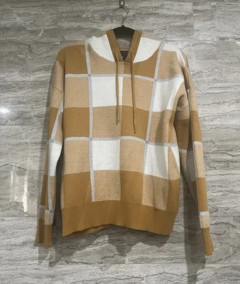 Suéter con Capucha a Cuadros Rachel Roy Mostaza/Amarillo/Blanco Talla M Foto 1 de 4