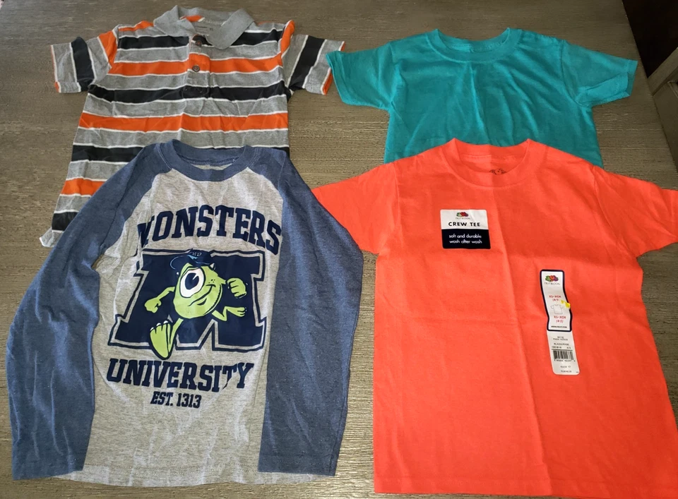 4 PC boys lot size 4/5 MONSTERS INC long sleeve 1 NEW NWT TEE SHIRT TOP ORANGE B - Image 1 of 1