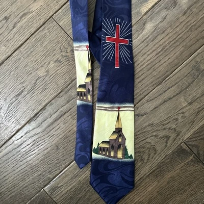 Corbata de poliéster de iglesia hecha a mano Steven Harris pastor religioso, iglesia, cristiano Foto 1 de 4