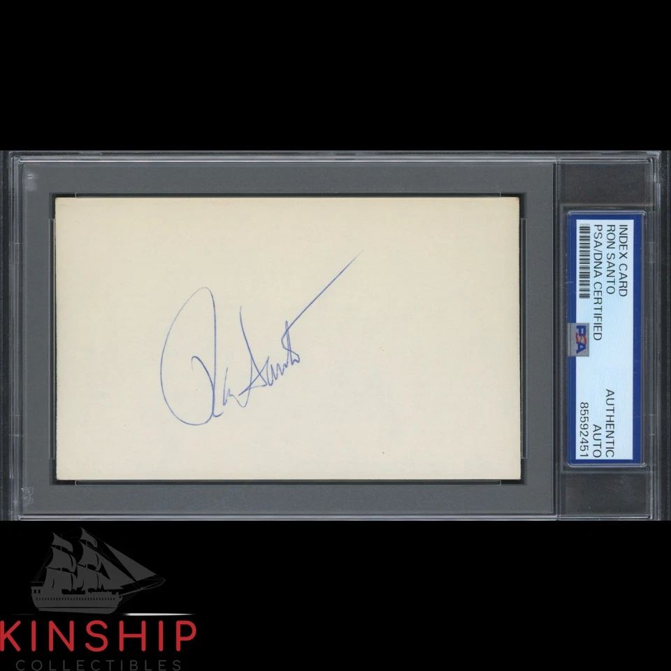 Ron Santo signed 3x5 Index Card PSA DNA Slab Cubs HOF Baseball Auto C5402 - Image 1 of 1