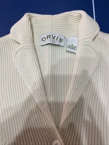 Orvis Womens Cotton Knit Button Cardigan Sweater  White Size M - Picture 1 of 10