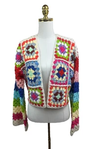 ๐ ELAN Crochet Rainbow Cardigan โ Granny Squares โ Size M โ NWOT ๐ - Picture 1 of 6
