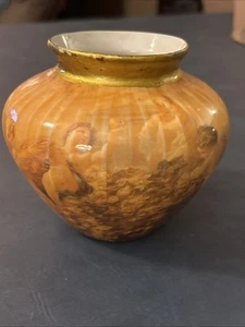 Angel Porcelain Floral Vase 5" T 3" Dia Mouth Flowers Visual Only Carmel Tones - Picture 1 of 4