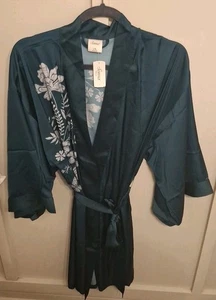 SOMA Langarm kurzer Morgenmantel Kimono Stil Afterglow Drama türkis neu mit Etikett L/XL - Bild 1 von 7