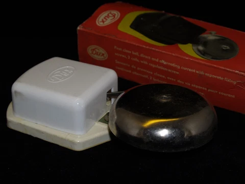 Vintage DUX Electrical Door Bell White 24V made in GDR in original Box NOS Cover