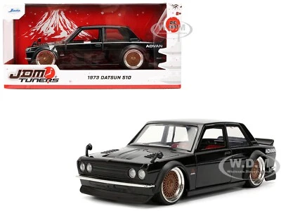 Datsun 510 1973 negro con ruedas doradas 1/24 diecast modelo de coche de Jada 35954 Foto 1 de 4