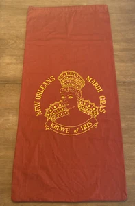 Vintage Red Krewe of Iris Mardi Gras Bag for Throws Drawstring Top 45" x 21" - Picture 1 of 12