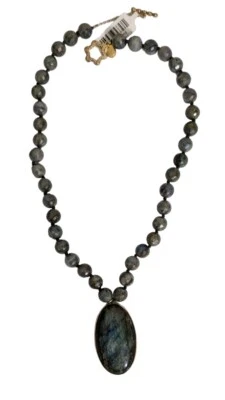 Collar Gota 20" Rarezas Chapado en Oro 22K Labradorita Facetado Cuentas Palanca - Nuevo con Etiquetas Foto 1 de 4