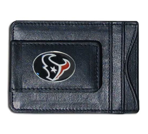 Houston Texans NFL Football Team Leather Card Holder Money Clip Wallet Cover