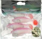 HURRICANE Livewire Swim Shad (Pack of 4), 4-Inch, Pearl/Pink Back/Red Tail