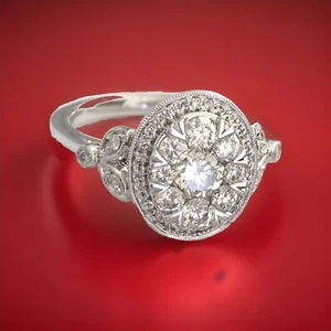 Gorgeous 14K White Gold F/VS Natural .90CT Round Diamond Engagement Ring 7 NEW - Picture 1 of 12