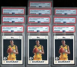 Investor Lot of (10) 2007-08 Topps #2 Kevin Durant RC Rookie PSA 9 MINT