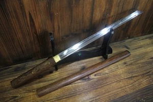 Espada japonesa de palo de rosa T10 arcilla templada Chokuto Wakizashi Ninjato Full Tang  - Imagen 1 de 10