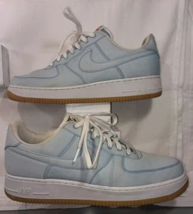 Zapatillas de mezclilla Nike Air Force 1 azul blanco de goma para hombre 718152-403 talla 10 - Imagen 1 de 7