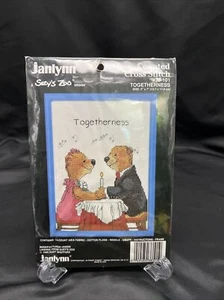 1989 Janlynn Suzy's Zoo Counted Cross Stitch Kit TOGETHERNESS #38-101 5x7 Bears - Picture 1 of 3