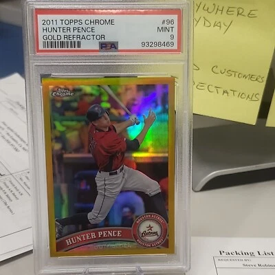 Hunter Pence 2011 Topps Chrome True Gold Refractor SP #96 Astros PSA 9. POP 1 Foto 1 de 3