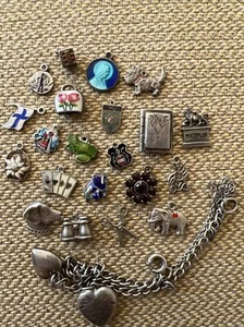 Vintage 800 Silver German Charm Small Begging Good Luck Rare Enameled Bracelet - Picture 1 of 1