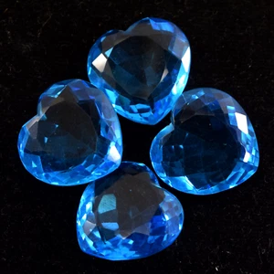 147 kt natürlicher Blautopas im Herzschliff zertifiziert loser Edelstein Posten 4 Stck. 23 mm - Bild 1 von 4