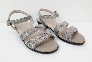 SAS Savanna Gray & Gold Snake Print Strappy Heel Sandals, US Women's Size 7.5 M - Picture 1 of 8