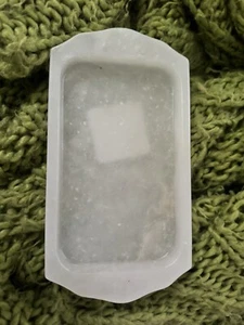 Alabaster Soap Dish Hand Carved Made In Italy Cream Rectangle Plant Tray - Picture 1 of 7