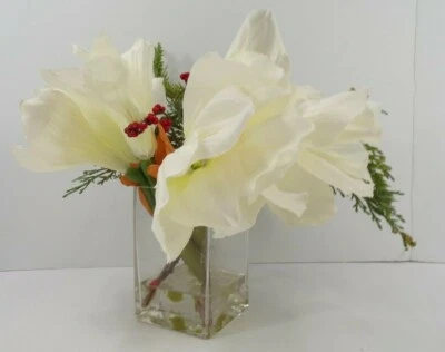 Arreglo compuesto en maceta Pottery Barn imitación flor amaryllis blanco #3014 Foto 1 de 4