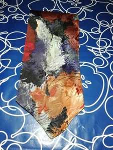 Eric Rhodes Necktie Tie Flower Red Blue Orange Black Used Vintage - Picture 1 of 3