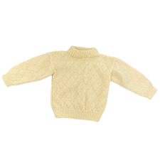 Vintage Handmade Toddler Cream Cable Knit Sweater Turtleneck Size 2T