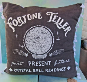 Envogue Feather Filled Fortune Teller Pillow 20x20 Gray White Bead Crystal Ball - Picture 1 of 15