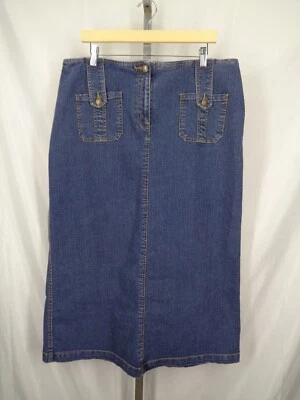 Maxi falda vaquera larga vintage Y2K descolorida gloria talla 16 bolsillos elásticos abertura Foto 1 de 4