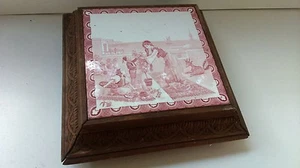 Old plate ORIENTALISM. Ancien dessous de plat oriental en céramique rose - Picture 1 of 1