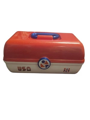 复古 Caboodles On-the-Go 女孩复古保护壳 罕见 美国 红色 白色 蓝色,LOVE Caboodle — 第 1/4 张图片